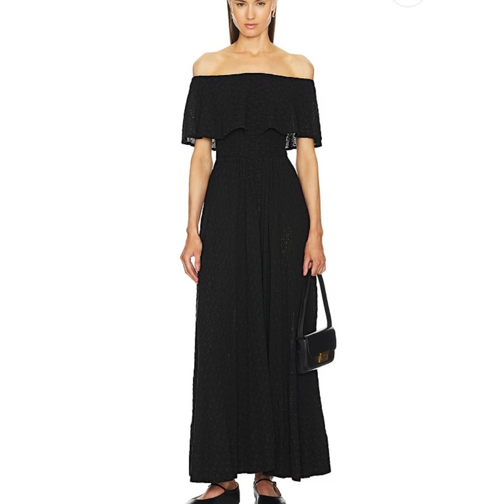 Helsa Petite Eyelet Garden Midi Dress Black Womens Small NWT